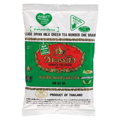 Number One Milk Green Tea Mix in Fine Loose Leaves with Mild Jasmine Flavor, Effortlessly Make Iced Thai Green Tea with Milk or Boba Tea, 70-Year-Old Traditional Brand from Thailand (7 oz Bag)