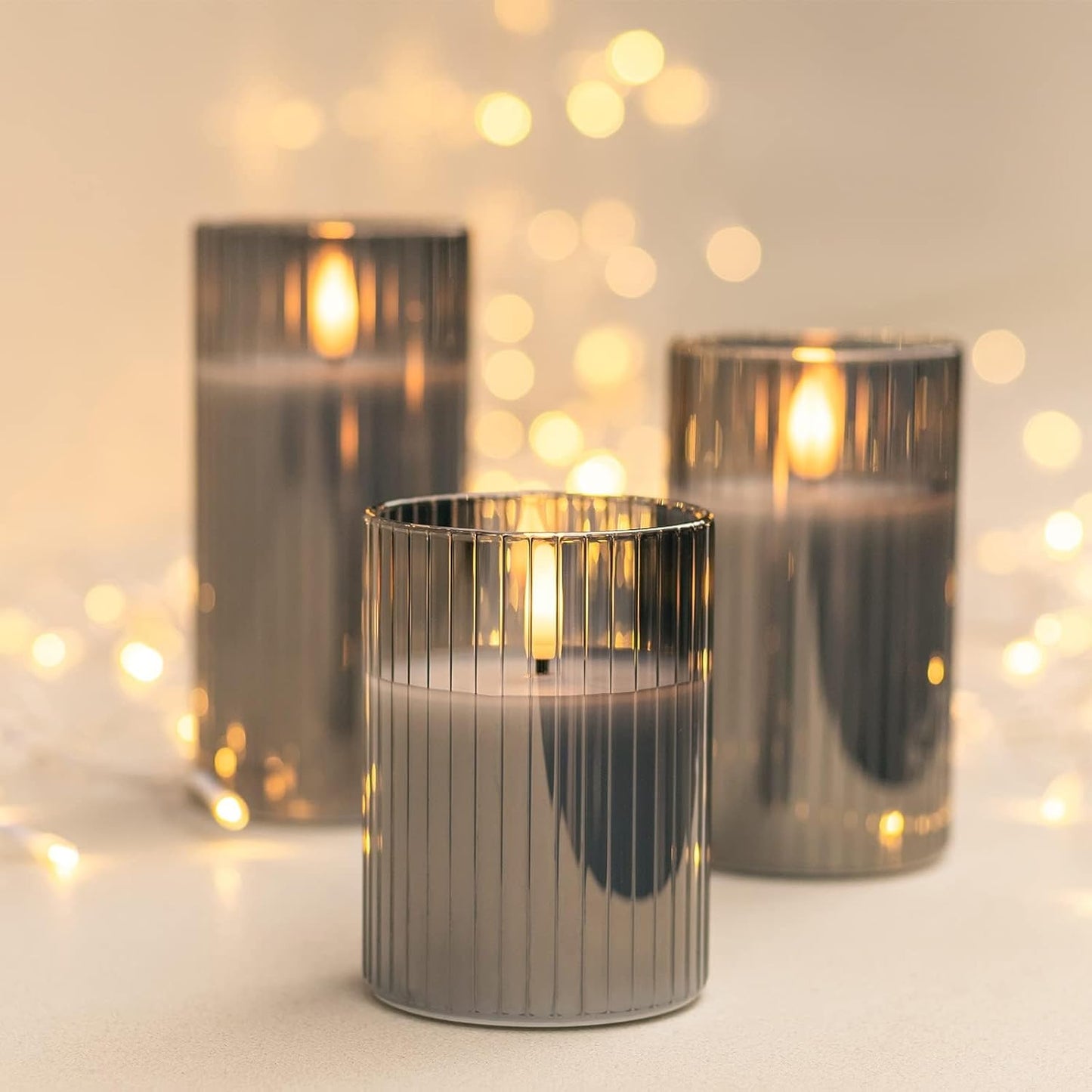 ANGELLOONG Flickering Flameless Candles, Realistic Battery Operated Candles with Remote and Timer, Set of 3 LED Candles for Fall Room Home Wedding Decor Centerpieces Table Party Christmas Decorations