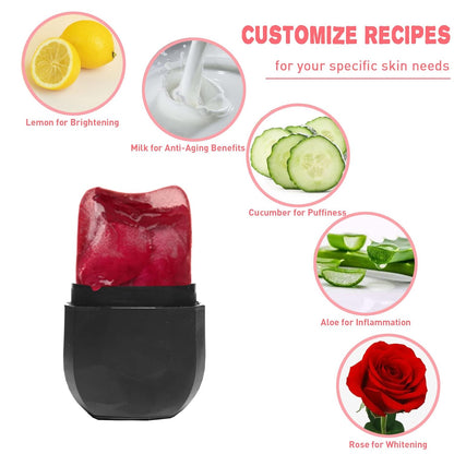 Ice Roller and Gua Sha Set for Face, Eyes and Neck - Skin Care Beauty Tools to Brighten Skin and Enhance Natural Glow (Pink)