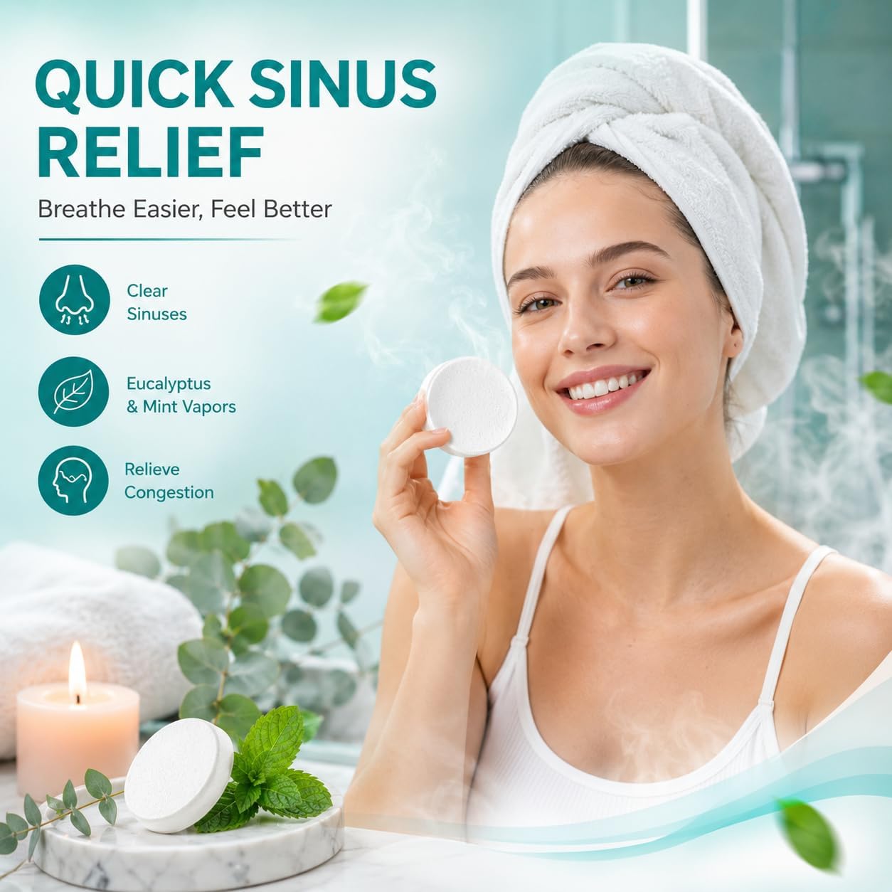 Shower Steamers Aromatherapy 15 Pack, Fathers Gifts, Eucalyptus & Mint Shower Bombs with Natural Essential Oils, Quick Sinus Relief Nasal Congestion, Relaxation Home Spa Gifts for Women Men