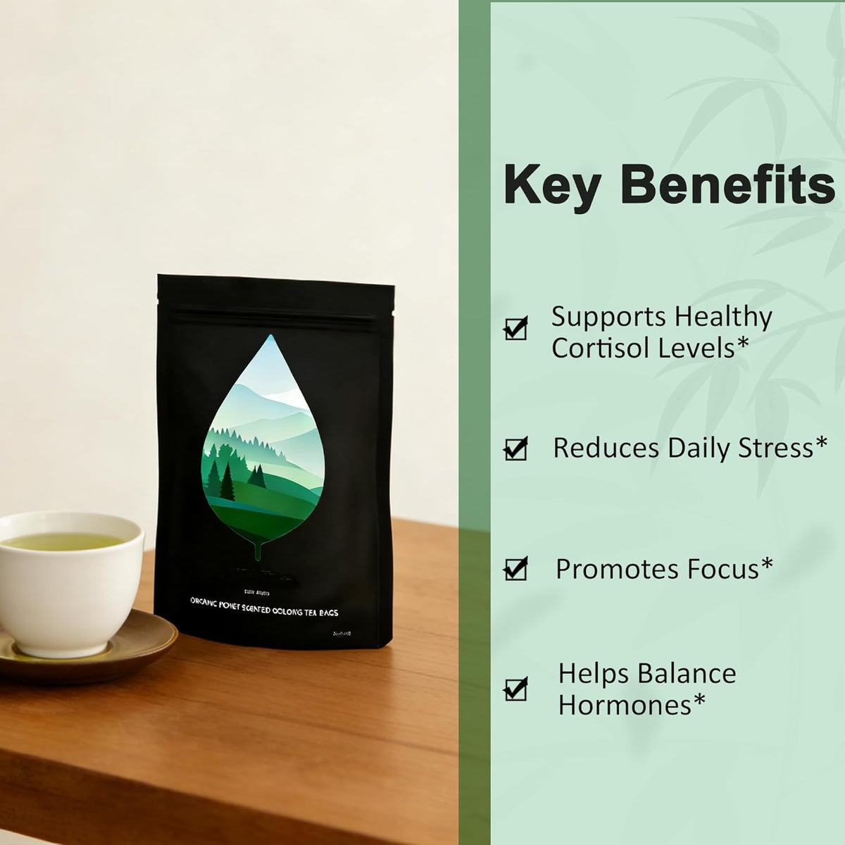PiPi Oolong Tea Organic Oolong Tea Bags – Whole Leaf - 20 Bags (4g Each),Cortisol & Calming Tea for Anxiety, Stress,Herbal Benefits
