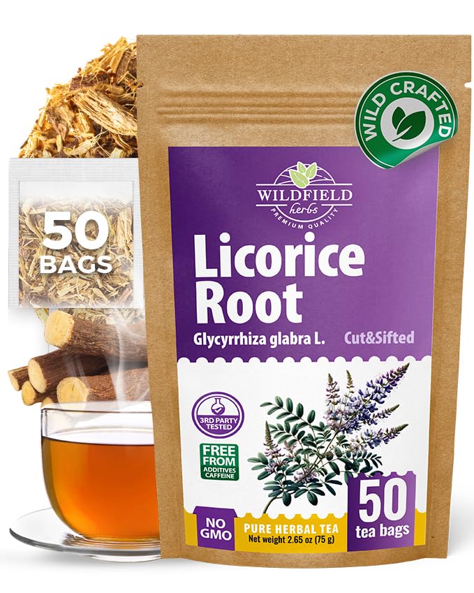 50 Bags Licorice Root Tea Liqorish Root Tea Herb (Glycyrrhiza Glabra) - 50 Count 1.5g Bags Licorice Roots Raiz De Regaliz