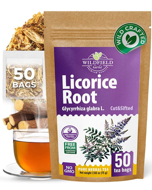 50 Bags Licorice Root Tea Liqorish Root Tea Herb (Glycyrrhiza Glabra) - 50 Count 1.5g Bags Licorice Roots Raiz De Regaliz
