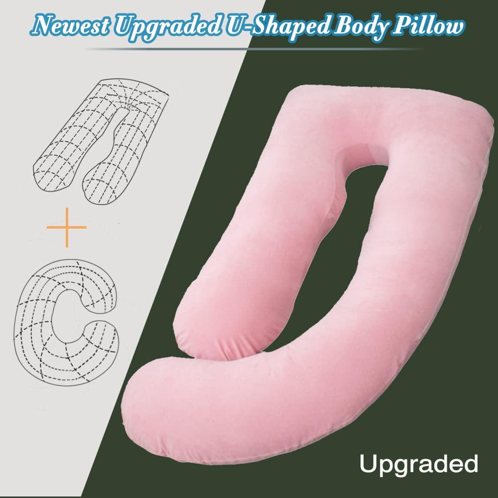 60 Inch Pregnancy Pillow for Sleeping, Extra Large U Shaped Body Pillow, Maternity Pillow for Pregnant Women with Velvet Cover (Dark Grey)