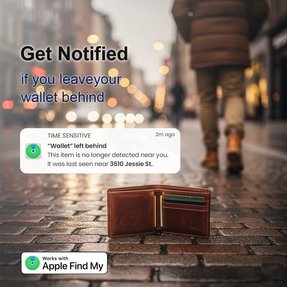 Apple MFi Certified Wallet Tracker, Works with Apple Find My, Rechargeable 0.07in Ultra-Slim Tracking Card, Item Locator for Wallet, Luggage, Passports, Purse (B1)