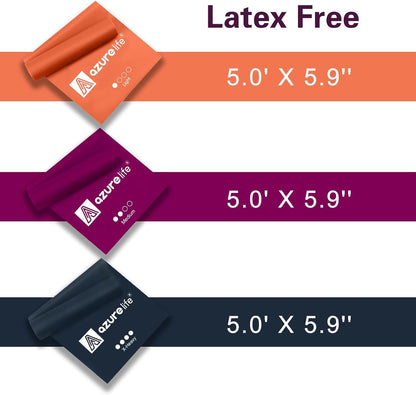A AZURELIFE Resistance Bands,Professional Long Non-Latex Elastic Stretch Bands,Exercise Bands for Physical Therapy, Yoga, Pilates, Rehab, at-Home or The Gym Workouts, Strength Training