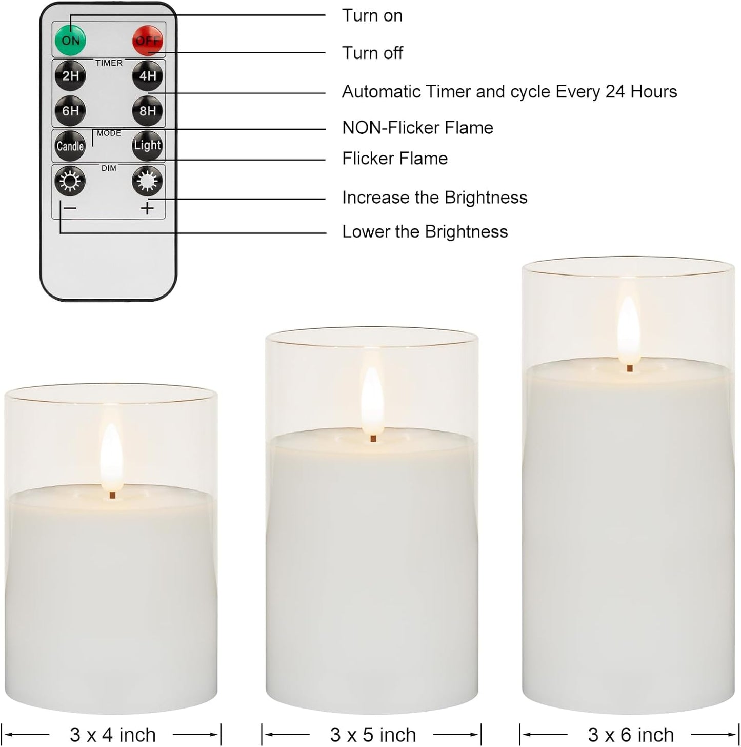 ANGELLOONG Flickering Flameless Candles, Realistic Battery Operated Candles with Remote and Timer, Set of 3 LED Candles for Fall Room Home Wedding Decor Centerpieces Table Party Christmas Decorations