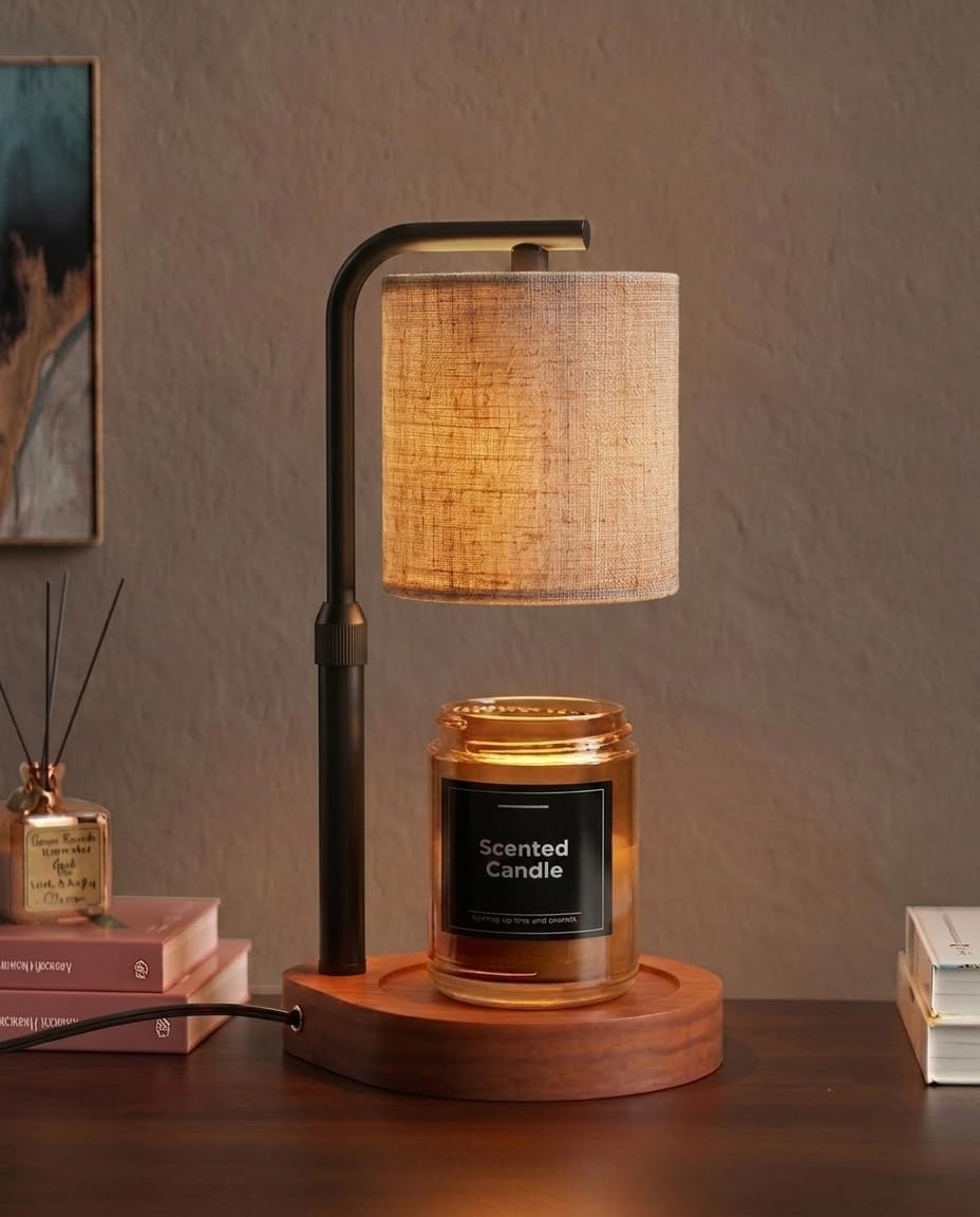Candle Warmer Lamp with Timer & Dimmer for Yankee Candles, Adjustable Height Candle Warmer for Jar Candles, Wax Melt Lamp for Home Decor & Gifts, Black, 2 Bulbs