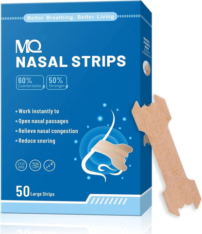 MQ 100ct Nasal Strips for Snoring Black Nose Strips for Breathing Extra Strength Snore Strips to Open Nasal Passages, Relieve Nasal Congestion