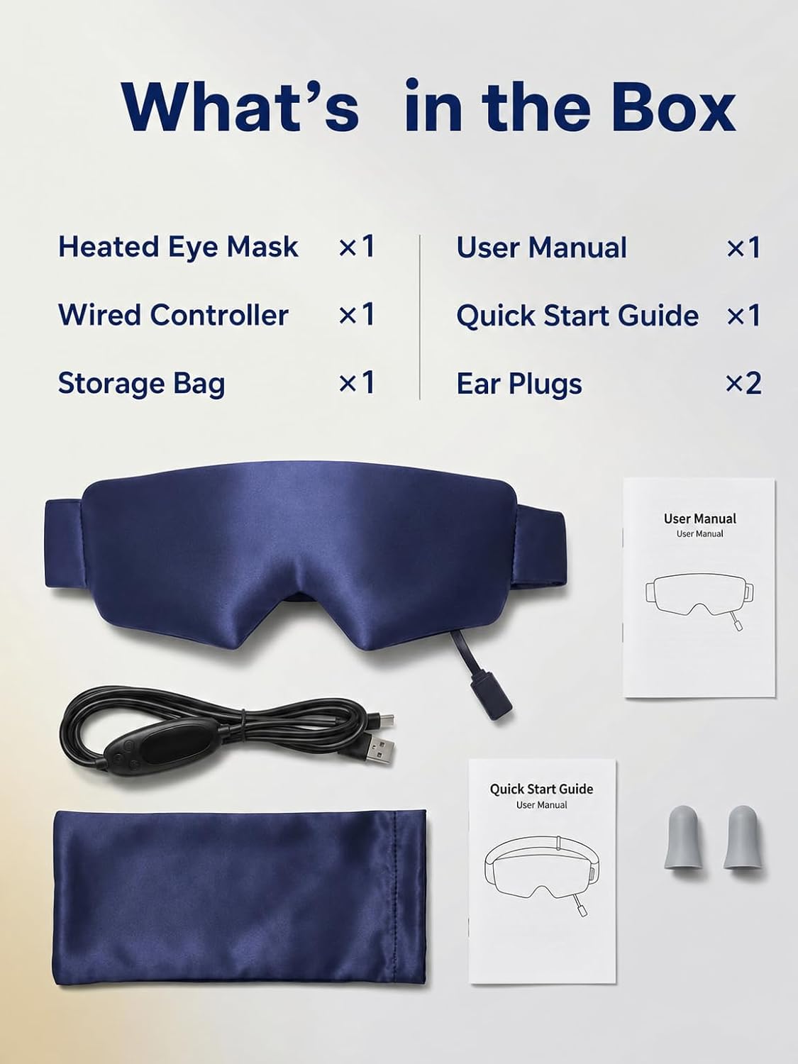 Heated Eye Mask for Dry Eyes, USB Powered Silk Warm Eye Compress & Eye Heating Pad, Washable Dry Eye Mask with 3 Heat & 4 Timer Settings for Blepharitis Stye Migraine Sinus MGD Puffiness（Blue）