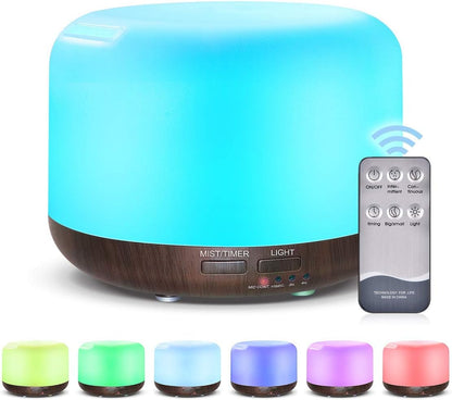 300ML Essential Oil Diffuser, Remote Control Ultrasonic Aromatherapy Oil Diffusers Cool Mist Humidifier, Waterless Auto-Off and 7 LED Light Colors for Bedroom, Yoga, SPA, Baby