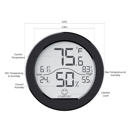 SECRUI Digital Hygrometer Thermometer for Room Temperature Humidity Meter Indoor Thermometer Accuracy Calibration LCD Temperature Sensor with Maximum and Minimum Records, TH1, White