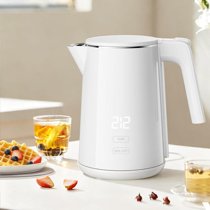 Electric Kettle, 1.0L Fast Boiling with 7 Temperature Settings, Auto Shut-Off & Boil-Dry Protection, Stainless Steel Interior, 4 Hour Keep Warm, Cool Touch Double Wall, Perfect for Coffee & Tea, White