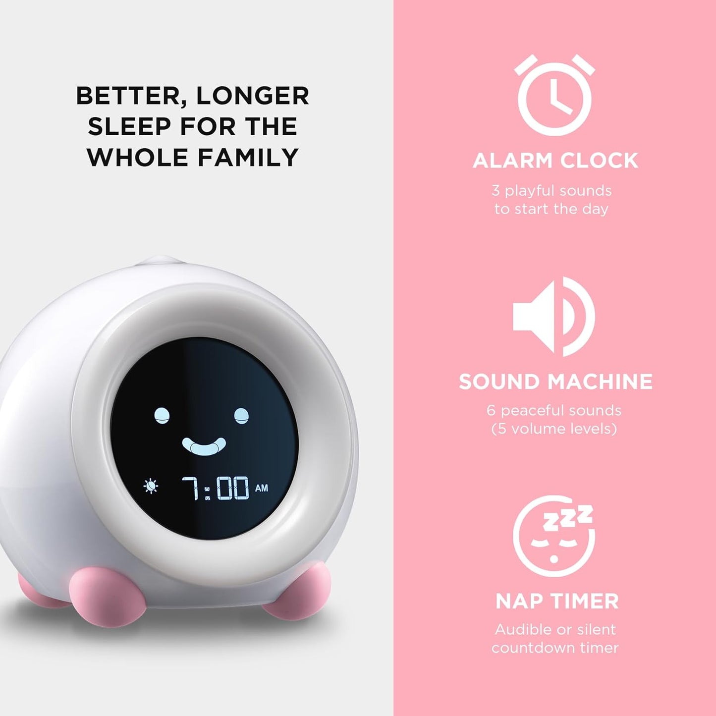 LittleHippo Mella: Kids Alarm Clock, Ready to Rise Children's Sleep Trainer, Night Light, Sound Machine and OK to Wake for Toddlers and Kids - Arctic Blue (Updated 2025)