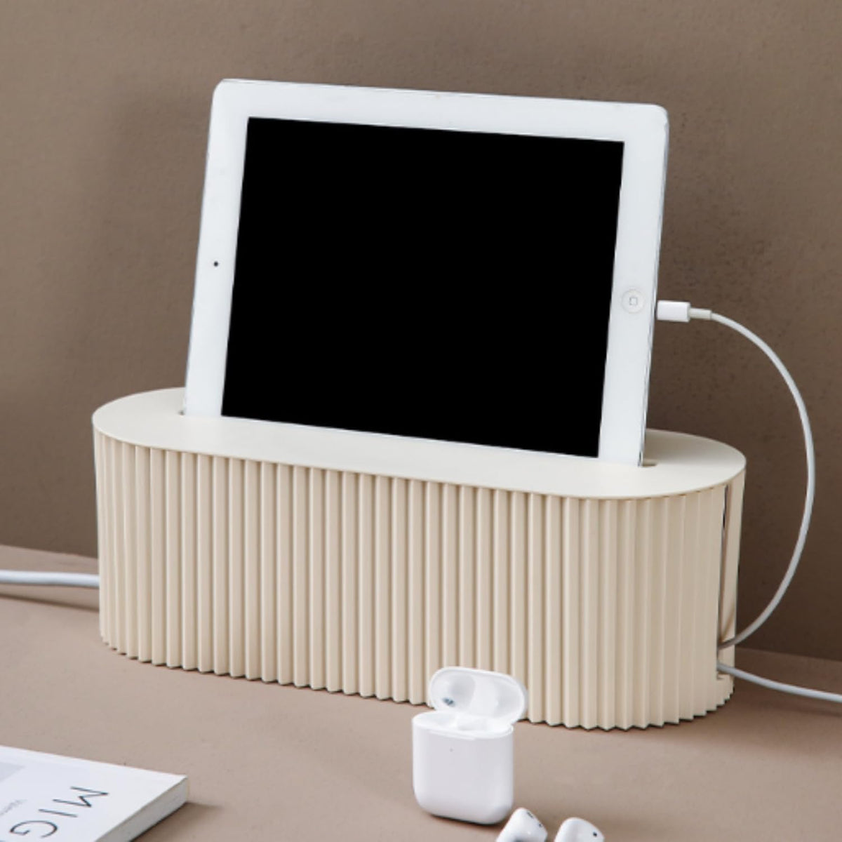 Cable Management Box,Desk Cord Organizer Box with Groove Cover,Plastic Cord Hider Box,Large Cable Box Organizer for Storaging Power Socket/TV/Computer/Router/Games Console Cable (Green)