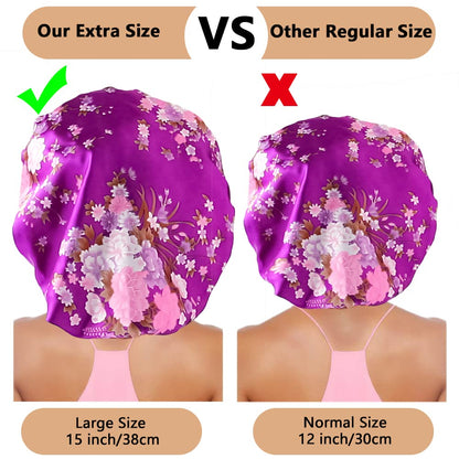3PCS Extra Large Satin Bonnets for Sleeping, Hair Bonnets for Black Women Braids Curly Hair, C