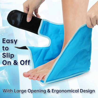 Ankle Ice Pack Wrap for Heel Swelling Pain Relief Reusable Gel Hot Cold Compress for Achilles Tendonitis Plantar Fasciitis, Post-Surgery, Sports Injury(1pcs,Blue)