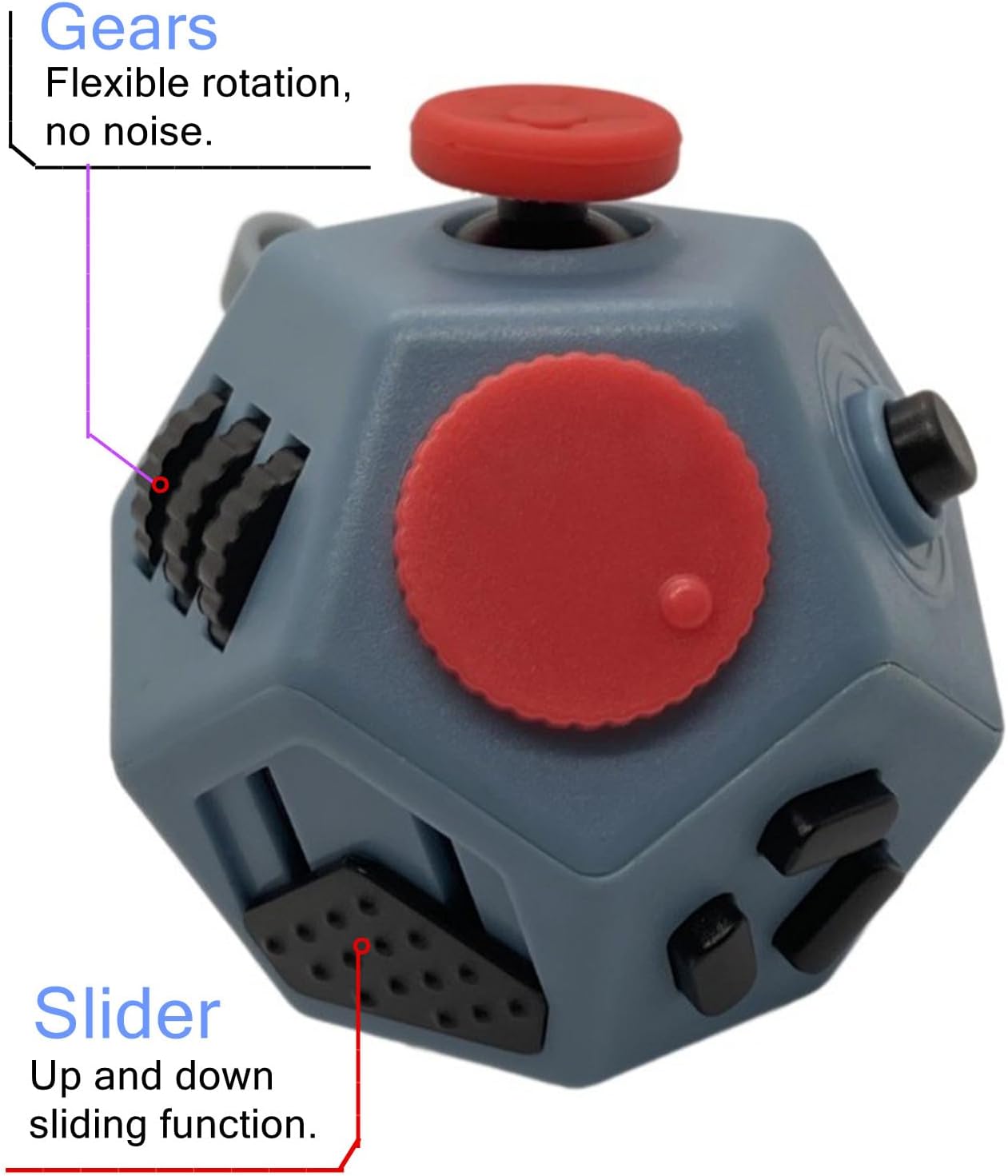 Small Fidget Toys Cube, Small Fidget Toy - 12 Sides Decompression Cube Anti Anxiety and Relief Stress Improve Focus Creative Unique Fidget Toy for Kids and Adults, with Carry Case(Black E1)