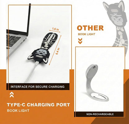 Rechargeable Kids Book Light, Cute Bookmark Reading Light for Kids, Dimmable Portable LED Book Light for Reading in Bed, Eye-Caring Bedtime Reading Lamp for Children & Travel, Black