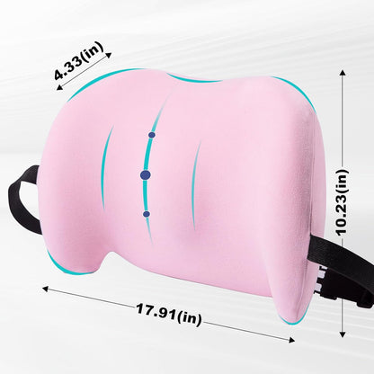 BYMECOST Lumbar Support Pillow for Car, Memory Foam Car Seat Back Support Pillow for Driving, Back Cushion with Strap for Pain Relief, Ergonomic Back Cushion for Office Chair, Wheelchair (Black)