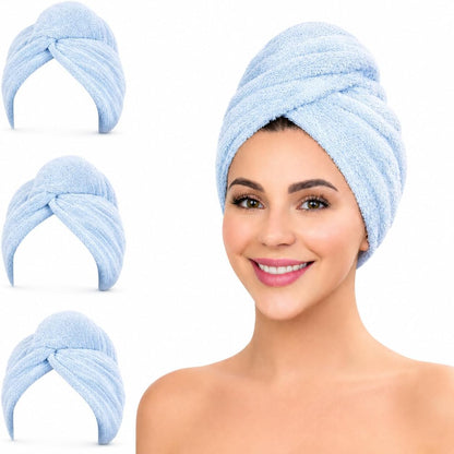 KELVO Microfiber Hair Towel Wrap for Women-Pack of 3, 350 GSM Super Absorbent Quick Dry Hair Turban Anti-Frizz Head Wrap for Curly, Long & Thick Hair Soft Hair Drying Towel (Checkered, Mixed Color)