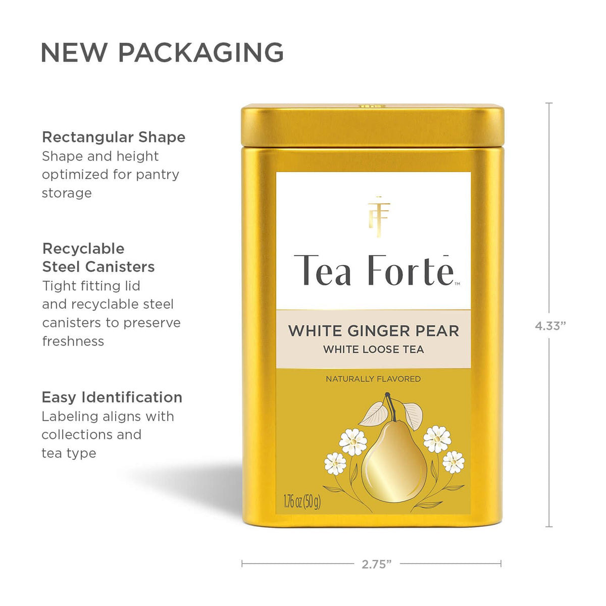 Tea Forte White Ginger Pear Loose Leaf Tea Canister