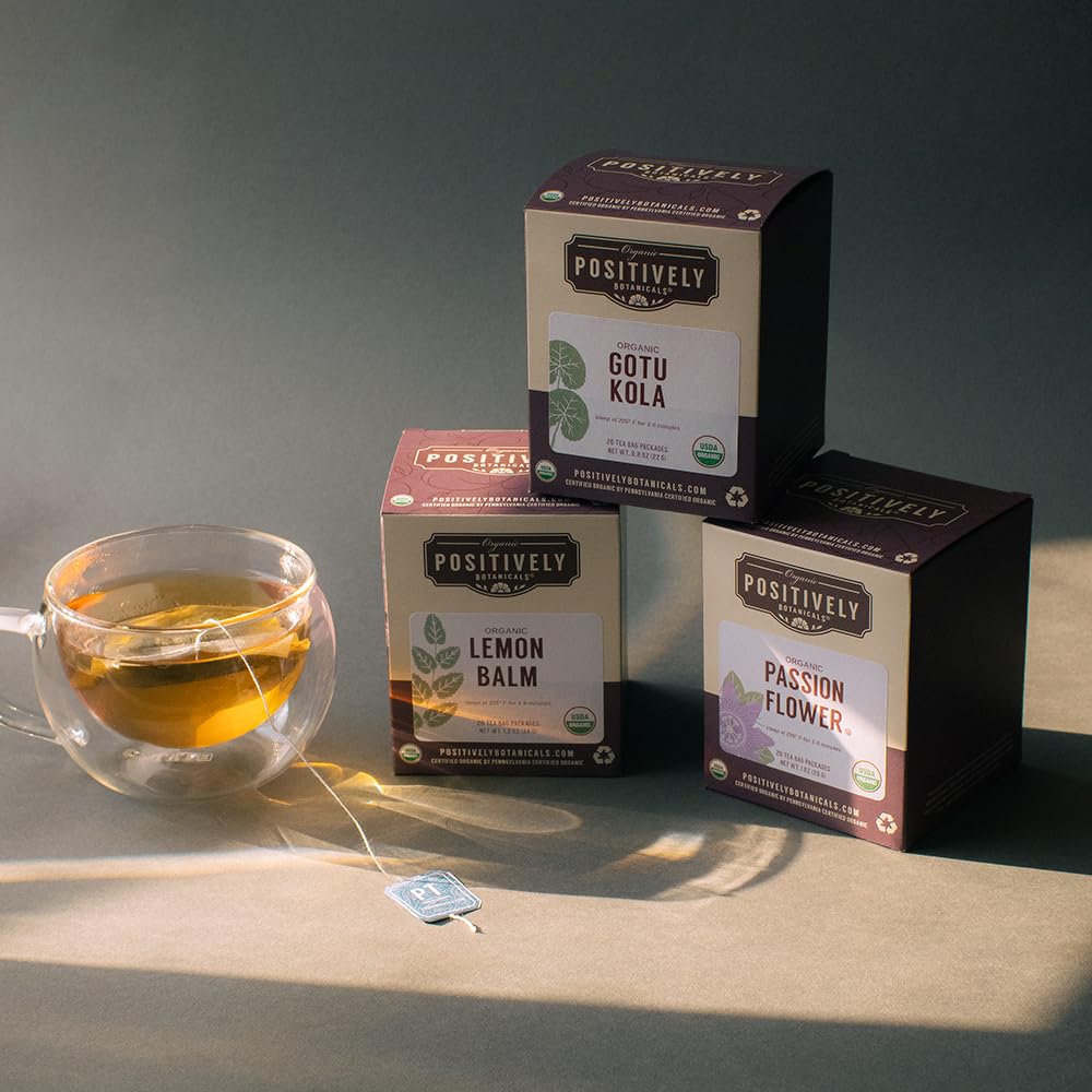 Organic Positively Botanicals Company, Passion Flower Herbal Tea Bags, 20 Count