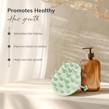 Sndyi Scalp Massager Shampoo Brush, Scalp Scrubber with Soft Silicone Bristles, Scalp Exfoliator for Dandruff Removal, Scalp Massager for Hair Growth, Wet Dry Hair Brush for Scalp Care, Green