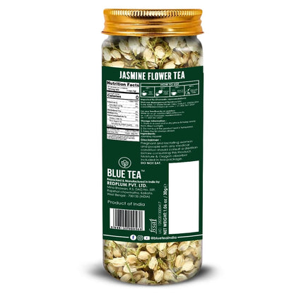 BLUE TEA - Jasmine Tea - 2.10 Oz - Pack of 2 (60 Cups) Loose | MOOD ENHANCING TEA | Caffeine Free - Skin Nourishing - Flower Based - Herbal Tea - Calming Tea - Non-GMO - Gluten Free - Vegan | Reusable Pet Jar