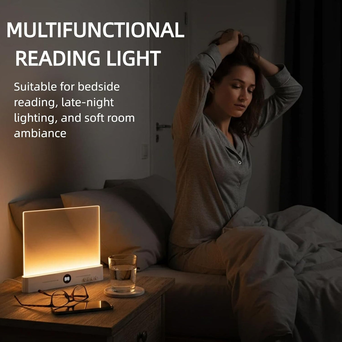Rechargeable Flat Book Light with 3 Colors & Timer, Dimmable Book Page Light for Reading in Bed at Night, Portable Reading Light, Great for Adults and Book Lovers (White)