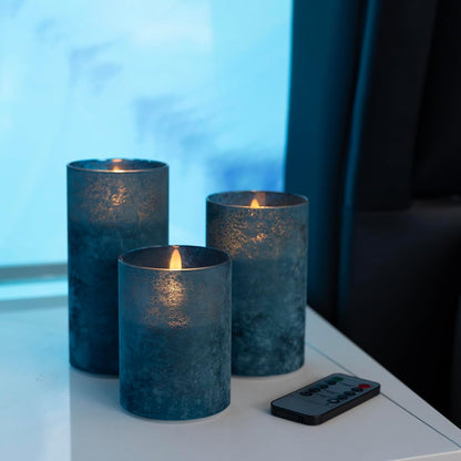 ANGELLOONG Flickering Flameless Candles, Realistic Battery Operated Candles with Remote and Timer, Set of 3 LED Candles for Fall Room Home Wedding Decor Centerpieces Table Party Christmas Decorations
