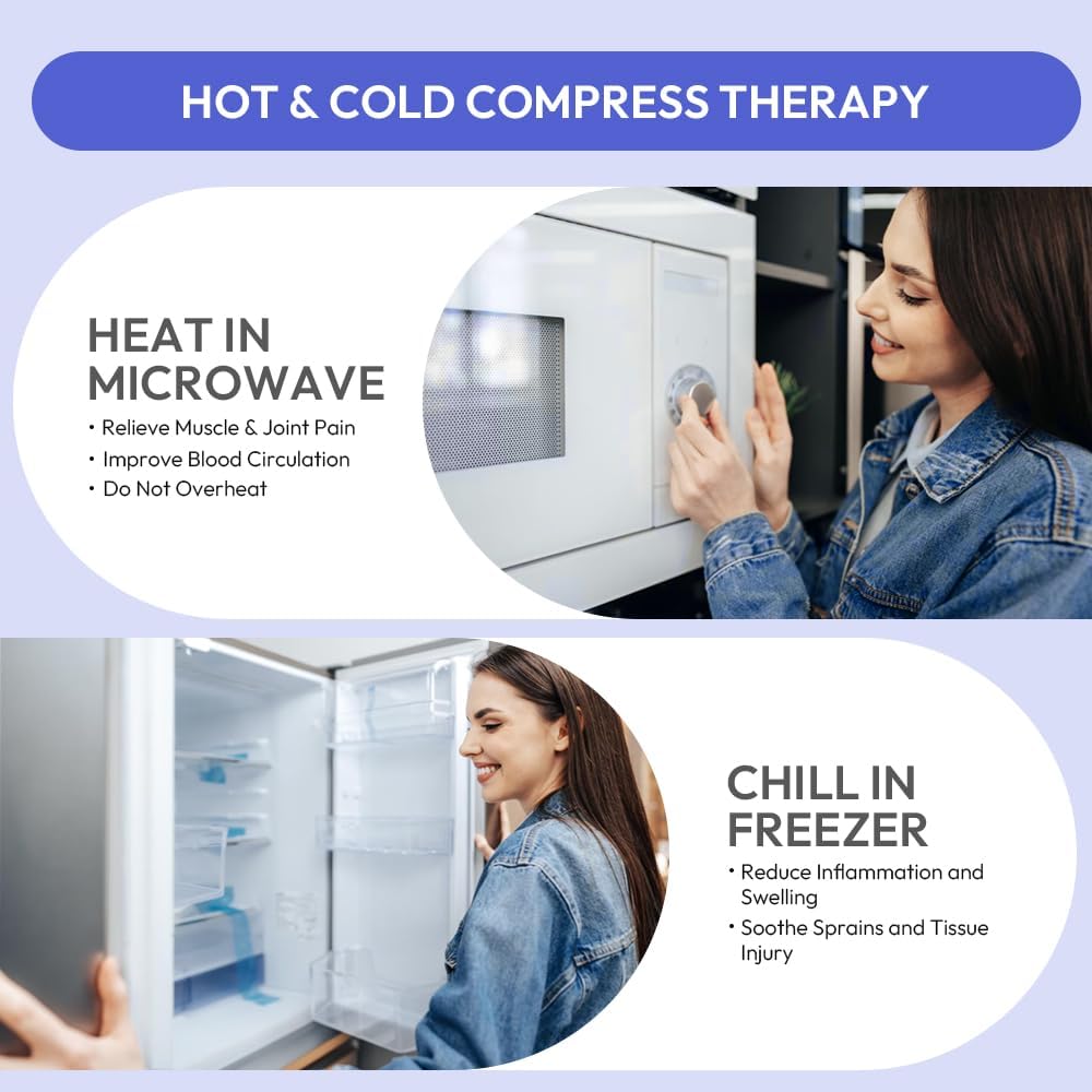 Microwavable Heat Pad for Neck and Shoulders, Weighted Microwave Moist Heating Wrap for Pain Relief Sore Muscle Stress Tension, Heated Wrap with Aromatherapy, Hot & Cold Compress, Grey