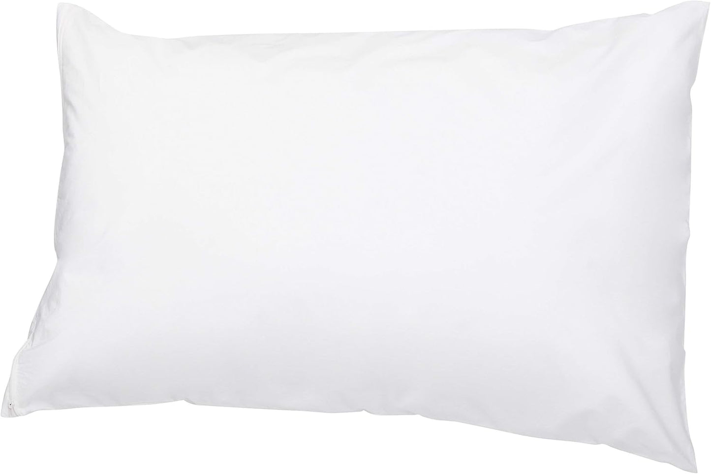 Amazon Basics Standard Breathable 100% Cotton Hypoallergenic Pillow Protector with Zipper, Machine Washable, White, 27 x 21 Inches, Pillows Not Included