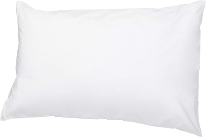 Amazon Basics Standard Breathable 100% Cotton Hypoallergenic Pillow Protector with Zipper, Machine Washable, White, 27 x 21 Inches, Pillows Not Included