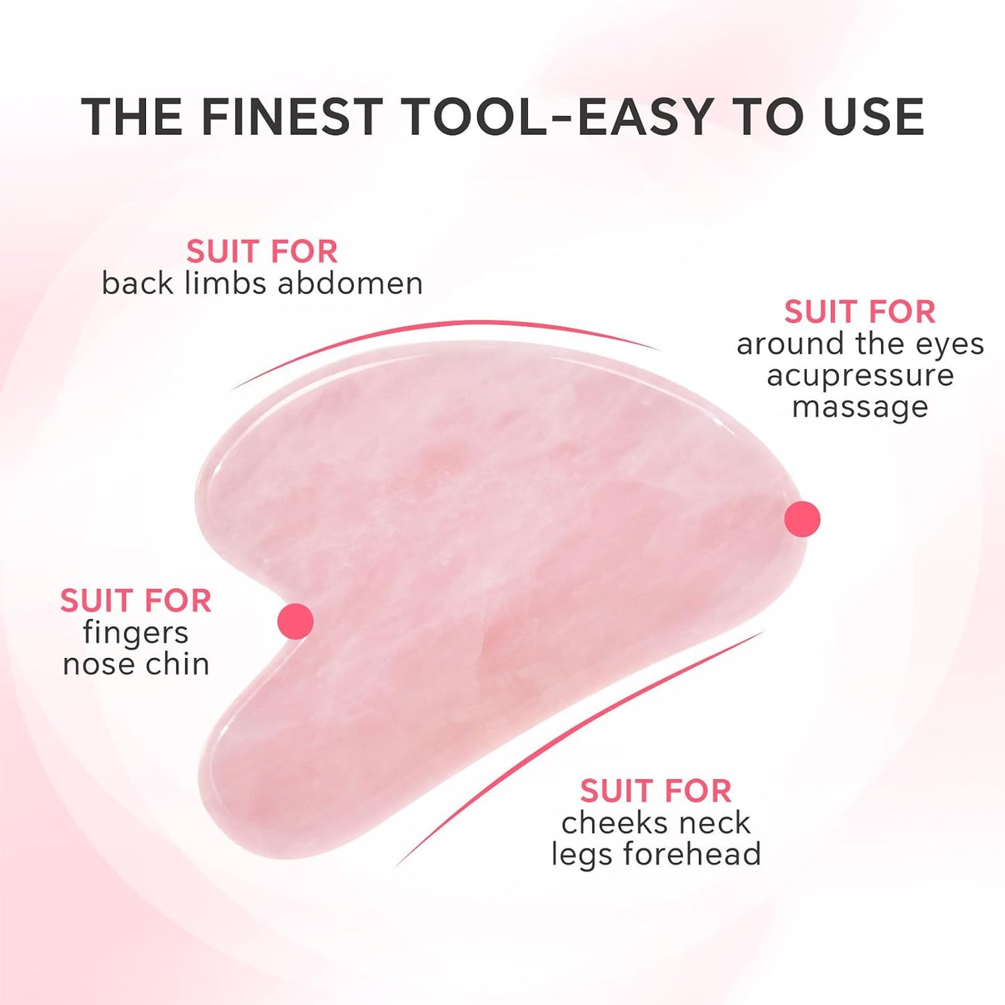Jade Roller & Gua Sha Set for Face – 4PCS Natural Facial Massage Tools