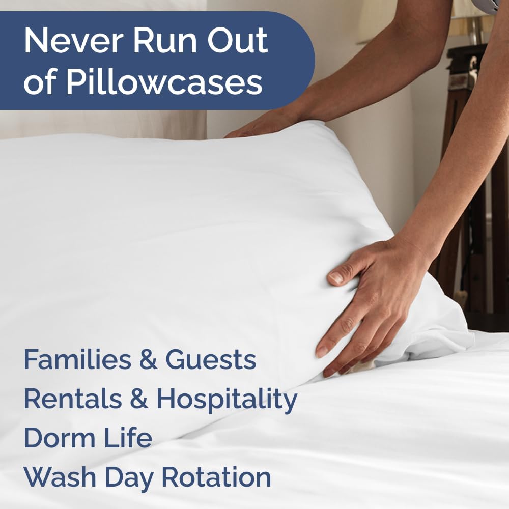 Standard Pillow Cases Set of 10 - Ultra Soft Hotel Quality Pillowcase Covers - Comfy, Cozy & Wrinkle Free - Shrink, Stain and Fade Resistant - Machine Washable Pillow Protectors - 10 Pcs Set - White - Colors A