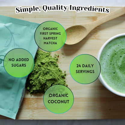 Be Tea Co. Coconut Matcha Latte | Organic Dairy-Free Latte Mix | Japanese Ceremonial Grade | Antioxidant-Rich | Vegan Drink | No Added Sugars | 24 Servings