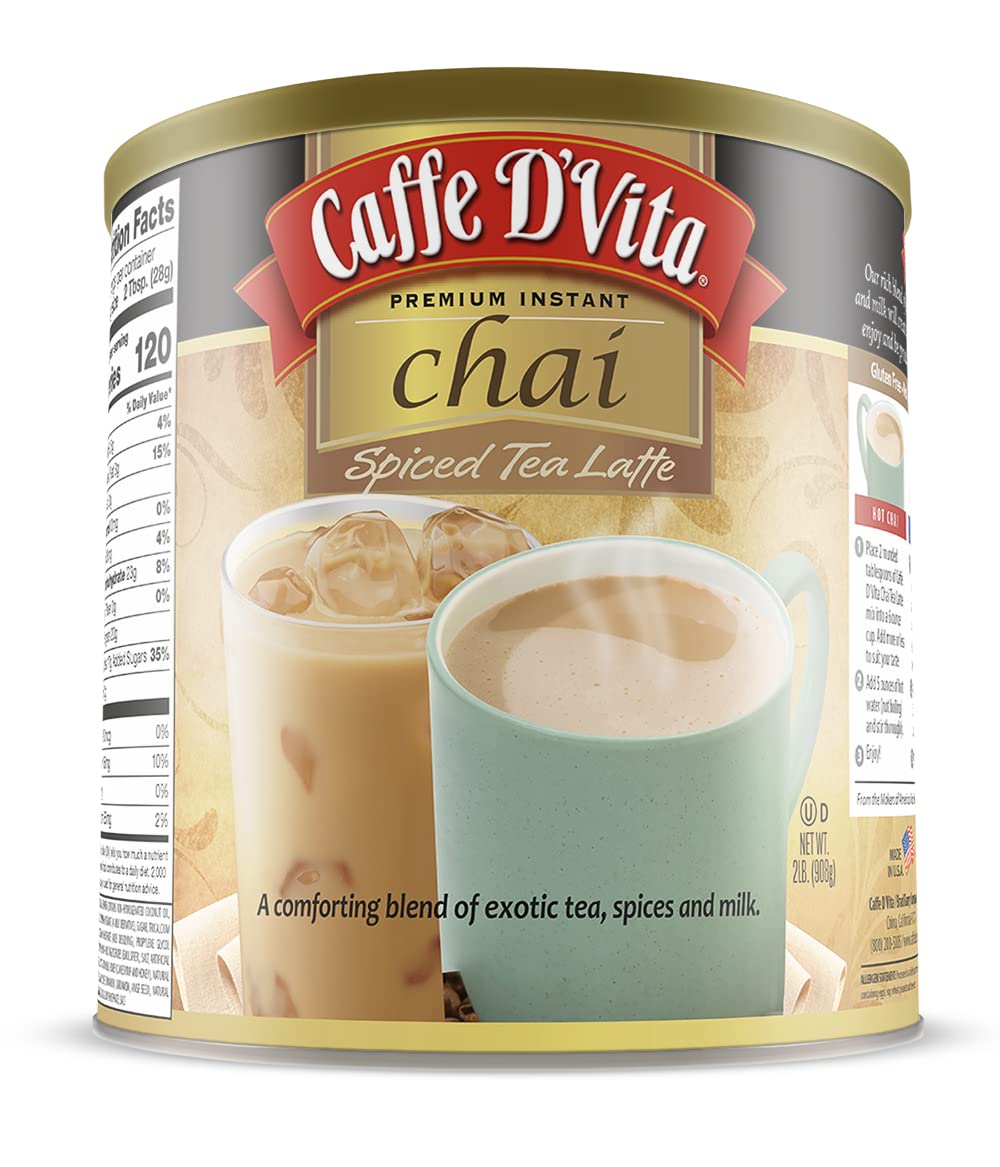Caffe D'Vita Spiced Chai Latte Mix - Chai Tea Latte Powder Mix - 1 Lb Can