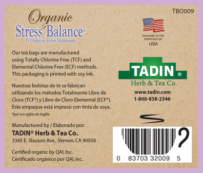 Tadin Organic Chamomile Lavender Tea, Caffeine Free Herbal Tea to Promote Serenity, 20 Tea Bags Per Box, Pack of 6