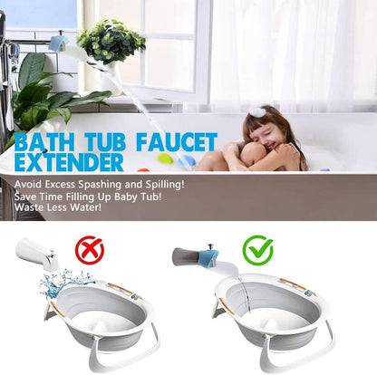 Bath Helper - Bath Tub Faucet Extender - Guides Water Directly from Faucet to Baby Bath Tub Without Excessive Water Waste and Splashing (Clear White)