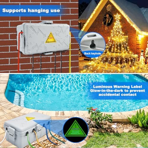Hrensaw Large Outdoor Electrical Box Waterproof(12.5x8.5x5inch),IP54 Waterproof Outdoor Outlet Covers,Weatherproof Extension Cord Covers Protect Outlet,Plug,Timer,Power Strip,Holiday Light,Black