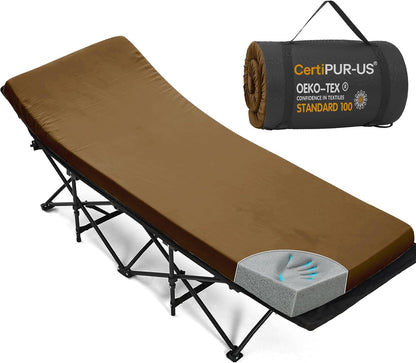 CYMULA Camping Cot Pad 2 Inch Memory Foam, Camping Pad for Folding Cot and Foldable Cot, Portable Roll Up Camp Gear for Car Camping Travel Tent, Non-Slip Waterproof Bottom, Removable Cover, Pad Only