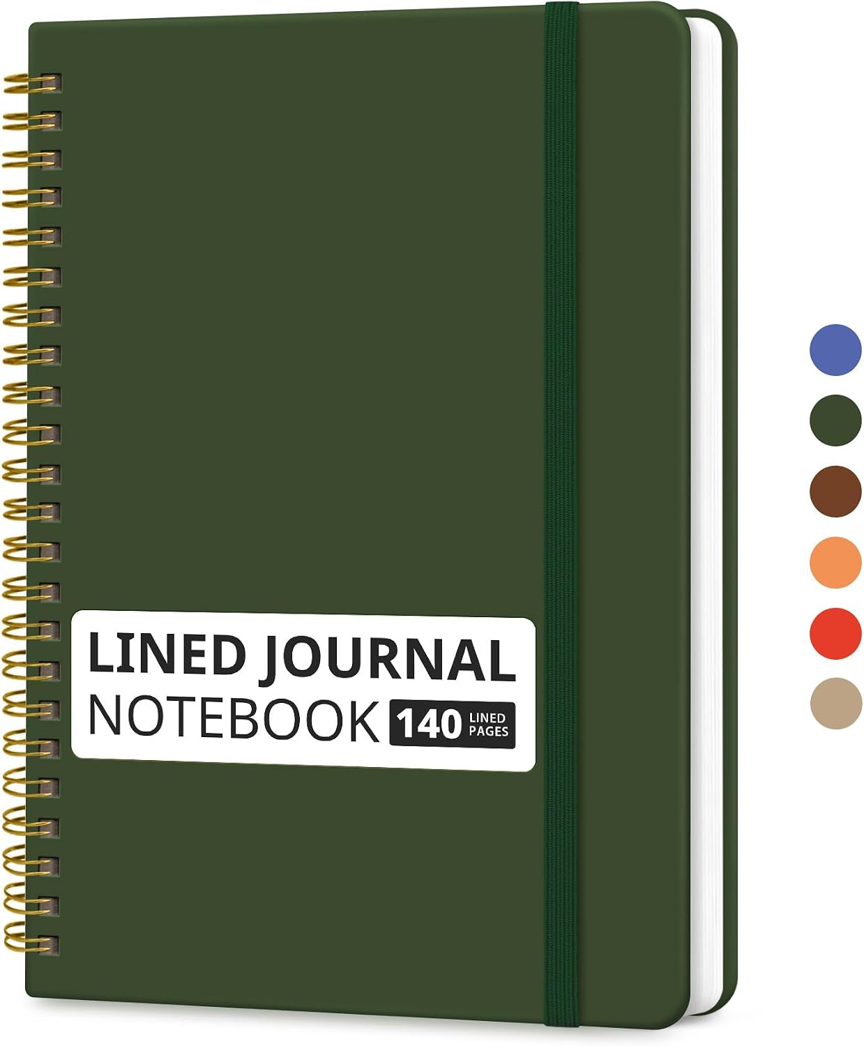 Taja Lined Spiral Journal Notebook for Women & Men, 140 Pages, College Ruled Hardcover Notebook for Work & Note Taking, Journals for Writing, A5(5.7" x 7.9") - Green