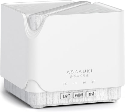ASAKUKI Essential Oil Diffuser for Home Large 700 ml Humidifier | Automatic Shut-Off, Quiet Aromatherapy Diffuser with 7 LED Lights for Living Room, Kitchen, Bedroom, Hotel - White