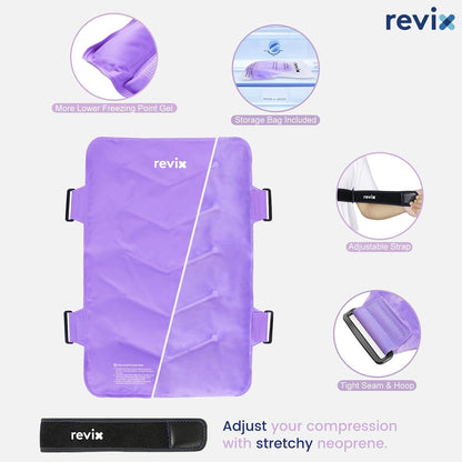 REVIX XXL Full Back Ice Pack Wrap, Reusable Gel Cold Compress for Upper and Lower Back, Long-Lasting Flexible Ice Pack for Muscle Fatigue, Soreness, and Post-Workout Recovery