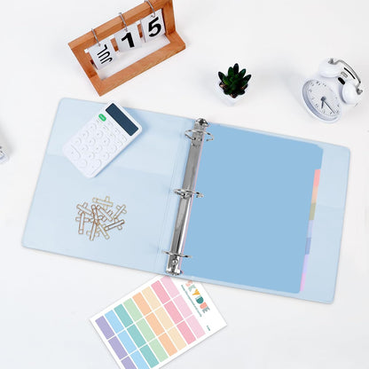 SKYDUE 1 Inch 3 Ring Binder with 8 Tab Dividers & 24 Labels, Pastel Binder Organizer for Letter Size Paper, Aesthetic School Binder for Notes, Documents, Office & Home Organization, Purple