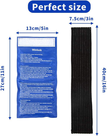 Gel Ice Packs for Injuries- Adjustable Wrap for Pain Relief Ice Pack+Heat Pack ， Non-Toxic Smooth Reusable, Support Rehabilitation, Flexible Therapy - Shoulder, Back, Knee, Neck, Ankle, Jaw & More,