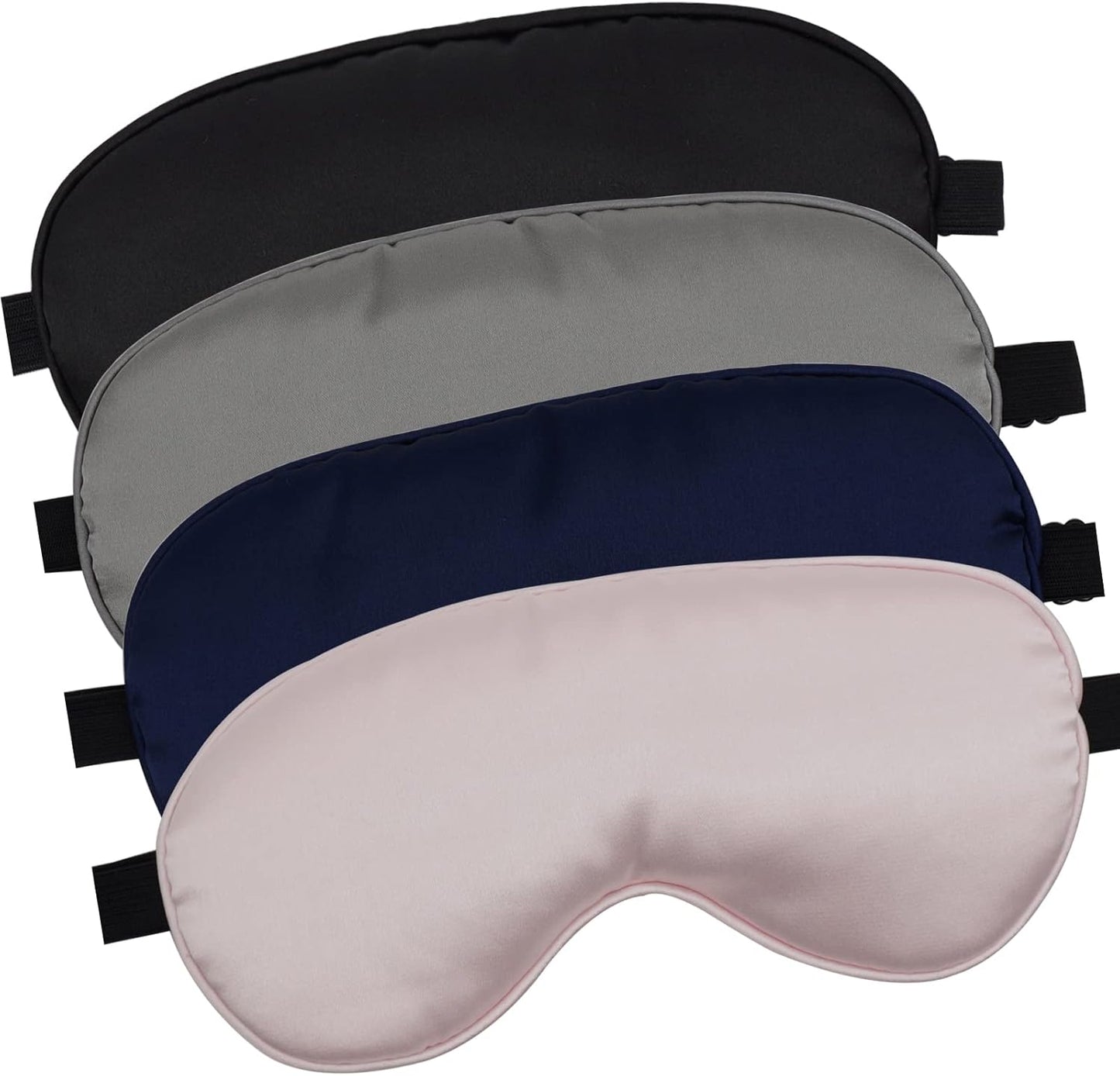 LERSVICVIL Sleep Mask 4 Pack Silk Eye Cover Soft Satin Blindfold Elastic Strap Night Eyeshade Travel Nap for Women Men