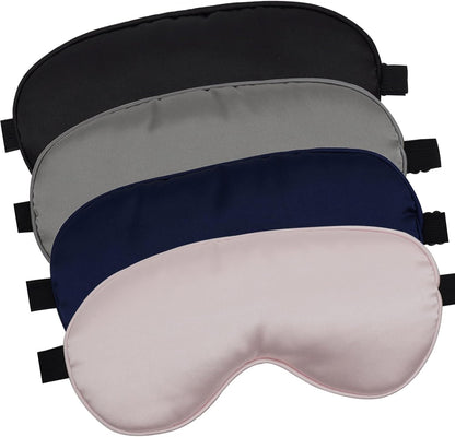 LERSVICVIL Sleep Mask 4 Pack Silk Eye Cover Soft Satin Blindfold Elastic Strap Night Eyeshade Travel Nap for Women Men