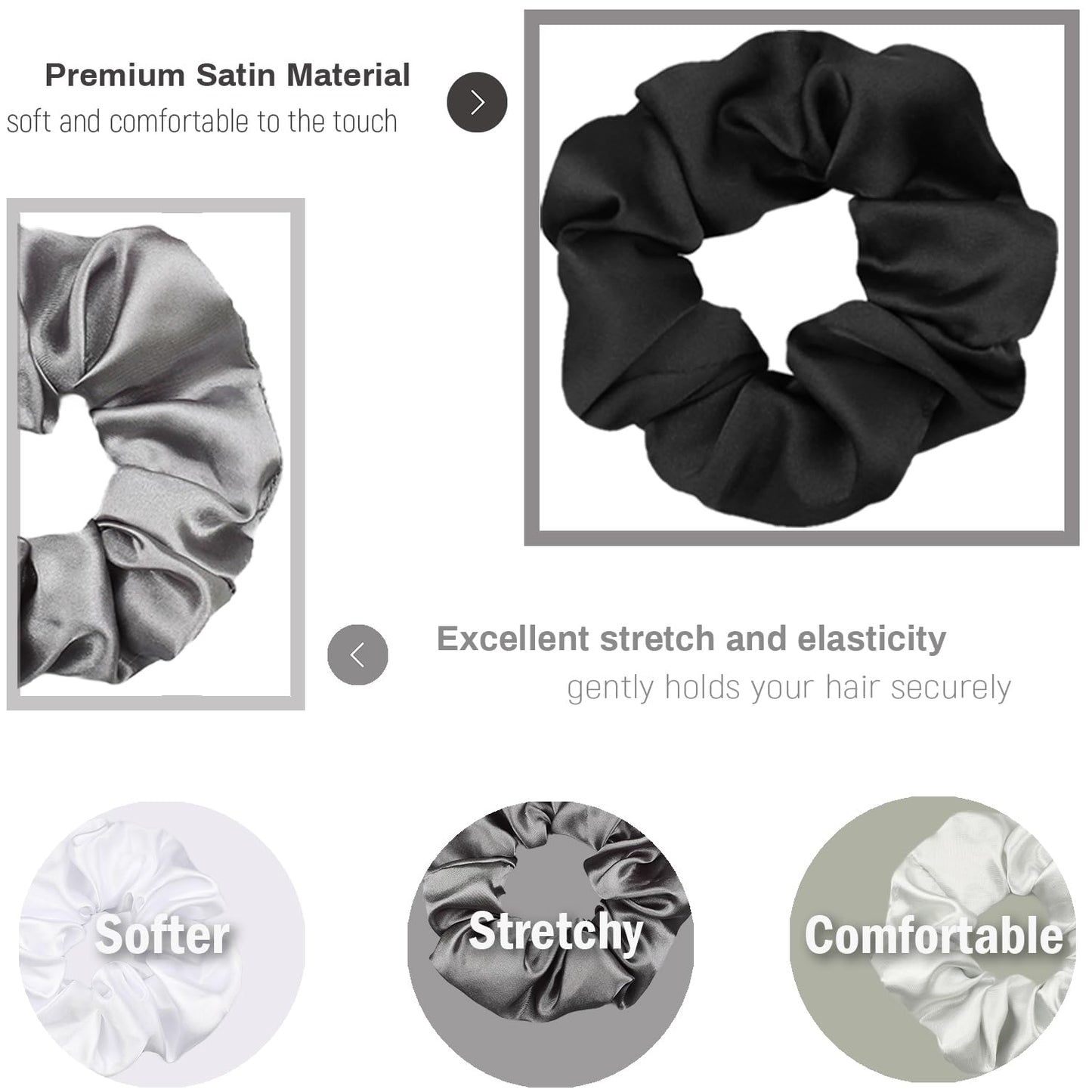 IVARYSS Satin Scrunchies for Women, Soft Than Silk for Hair, Fashion Ties and Bands for Thin | Thick Hair Styling, 16 Pack (Neutral Color)